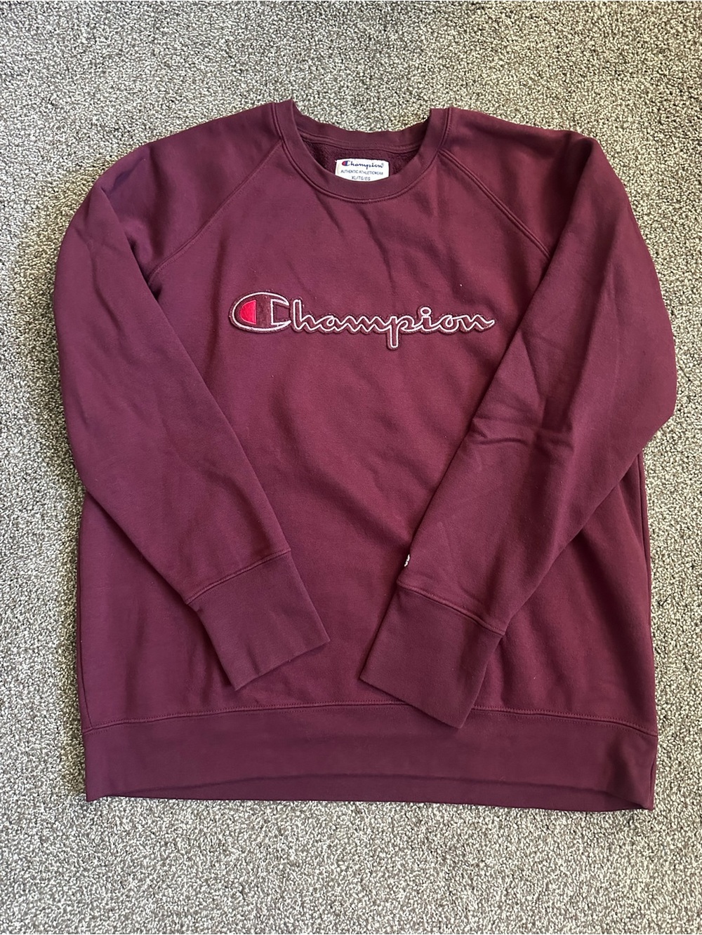 Champion Maroon Embroidered Logo Crewneck Sweatshirt
